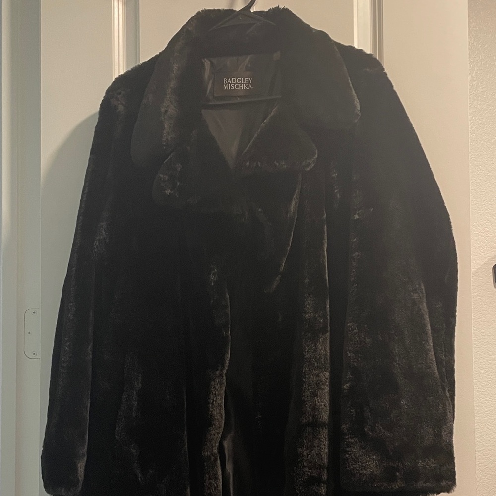 Badgley Mischka Elegant Black Teddy Jacket